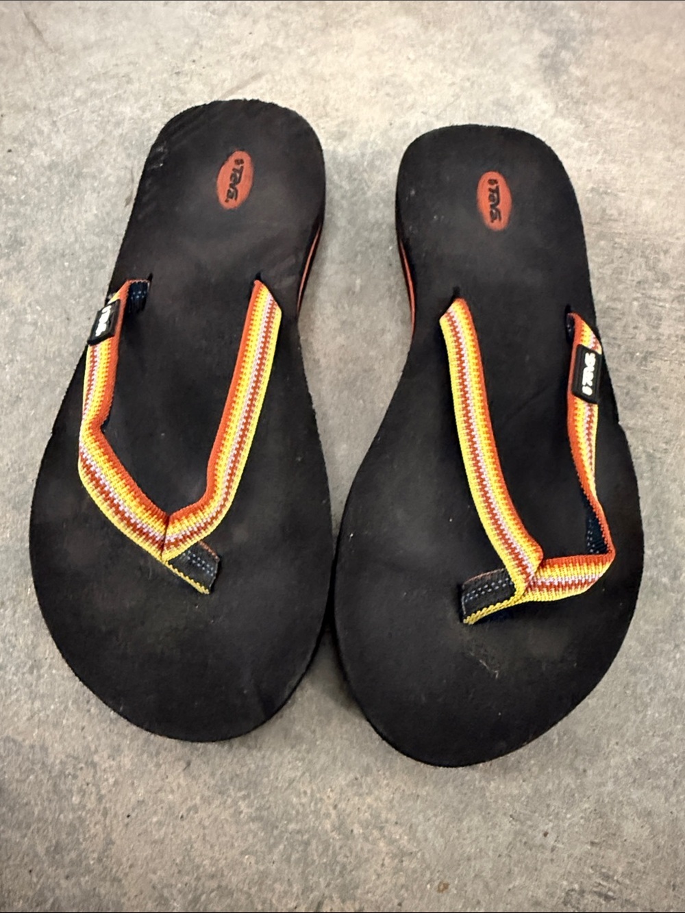 Teva Black Flip-Flop Sandals with Multicolor Straps